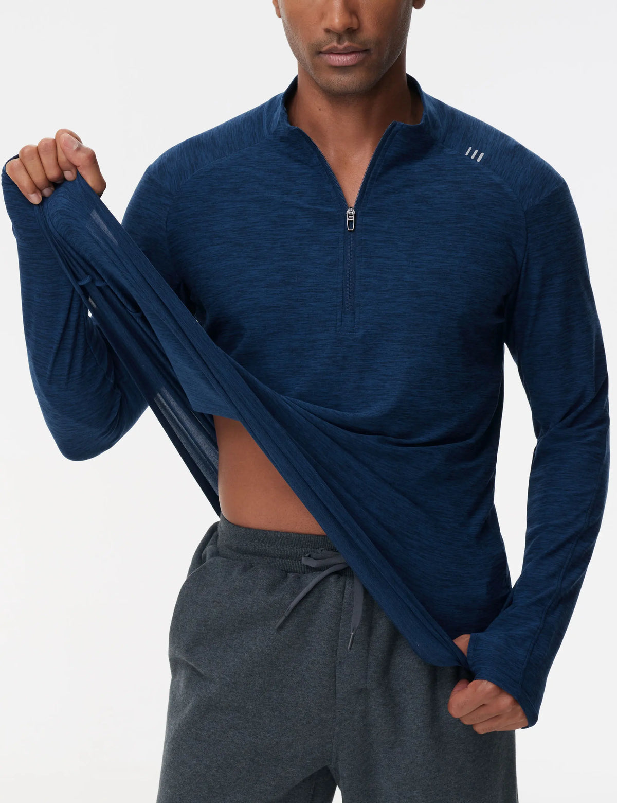 The Gym People Men Long Sleeve Golf Pullover Half Zip