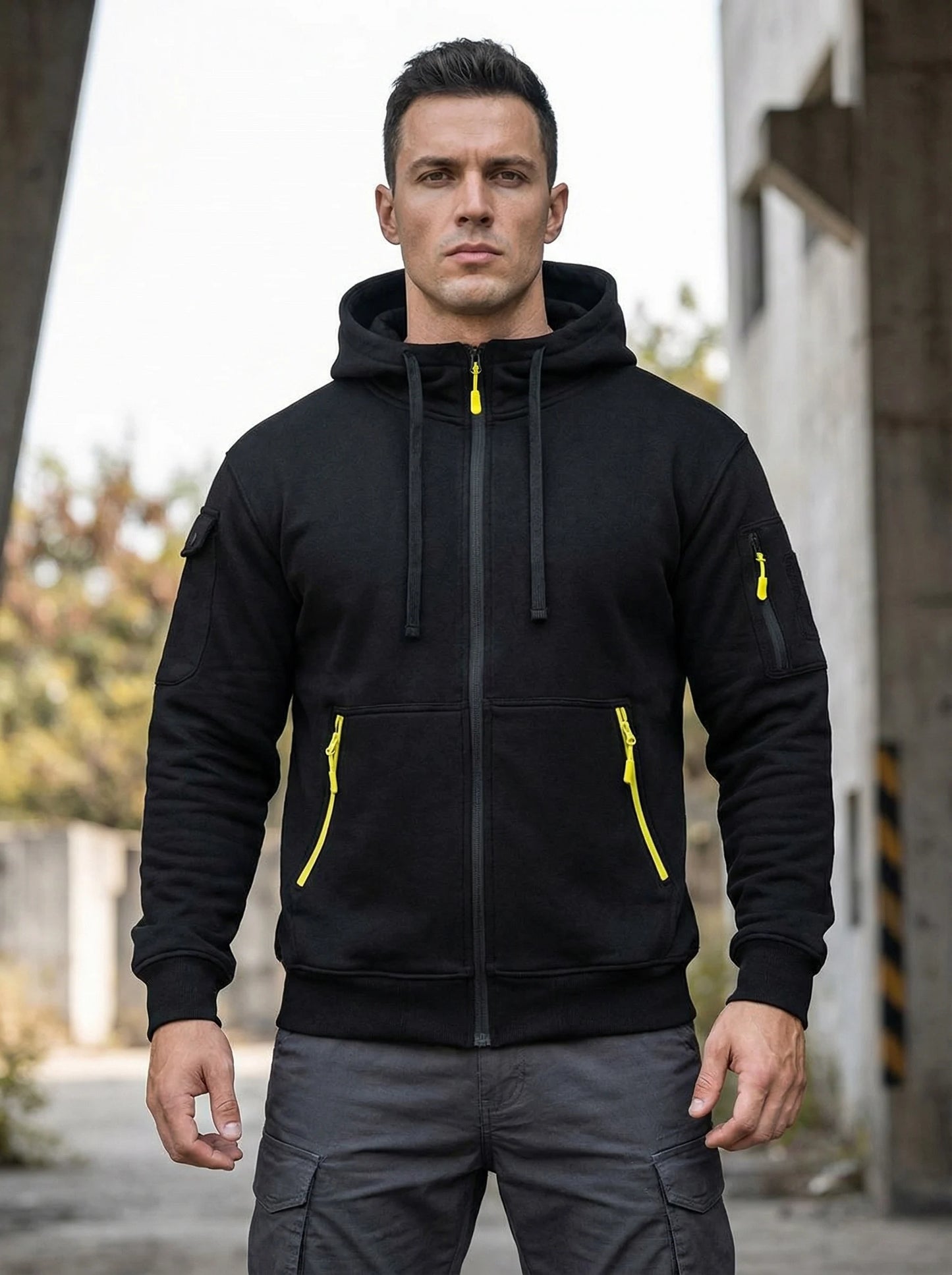 Men's Tactical Hoodie With Multi Secure Zipper Pockets For Outdoor