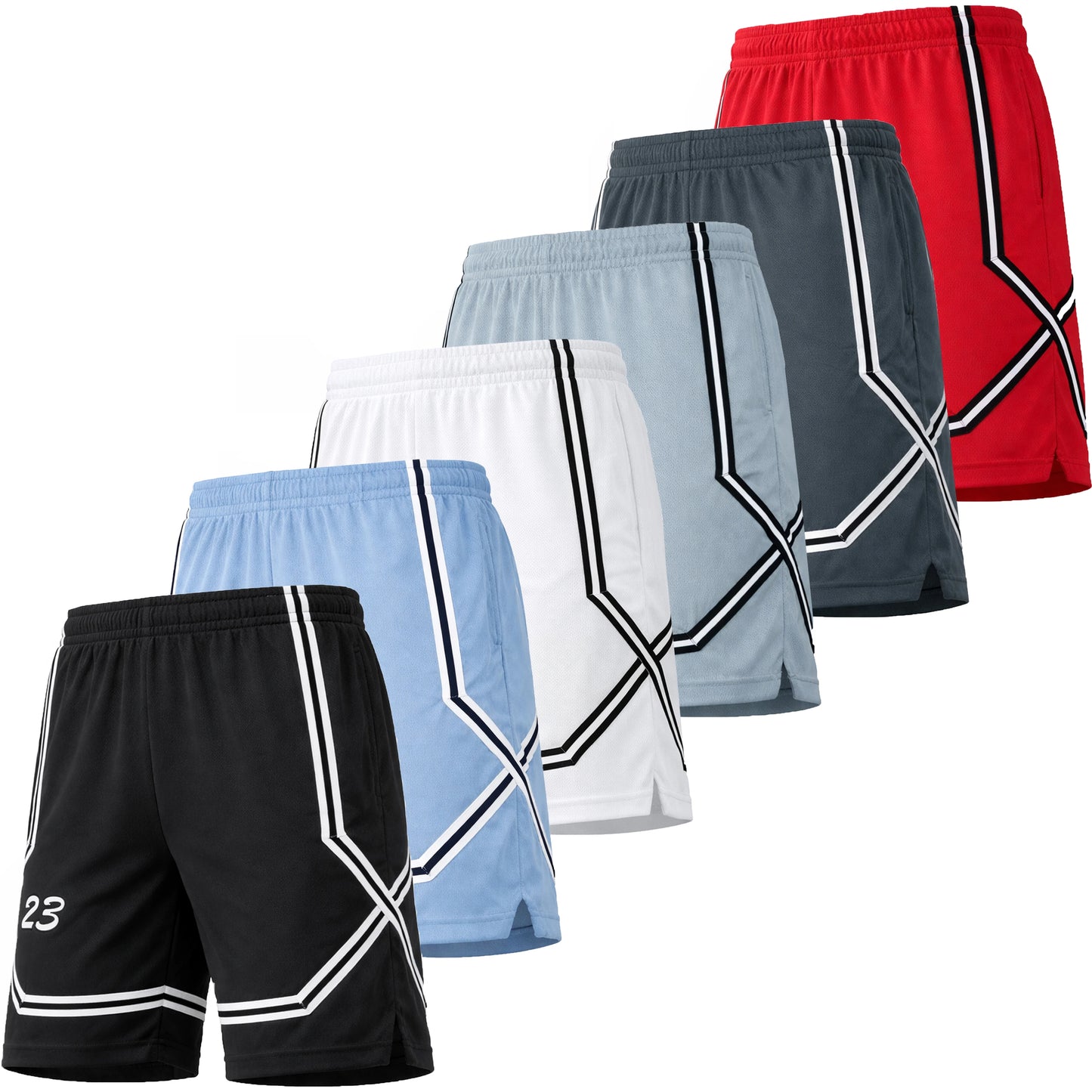 Men's 5 Pack Lightweight Breathable Moisture Wicking Mesh Shorts