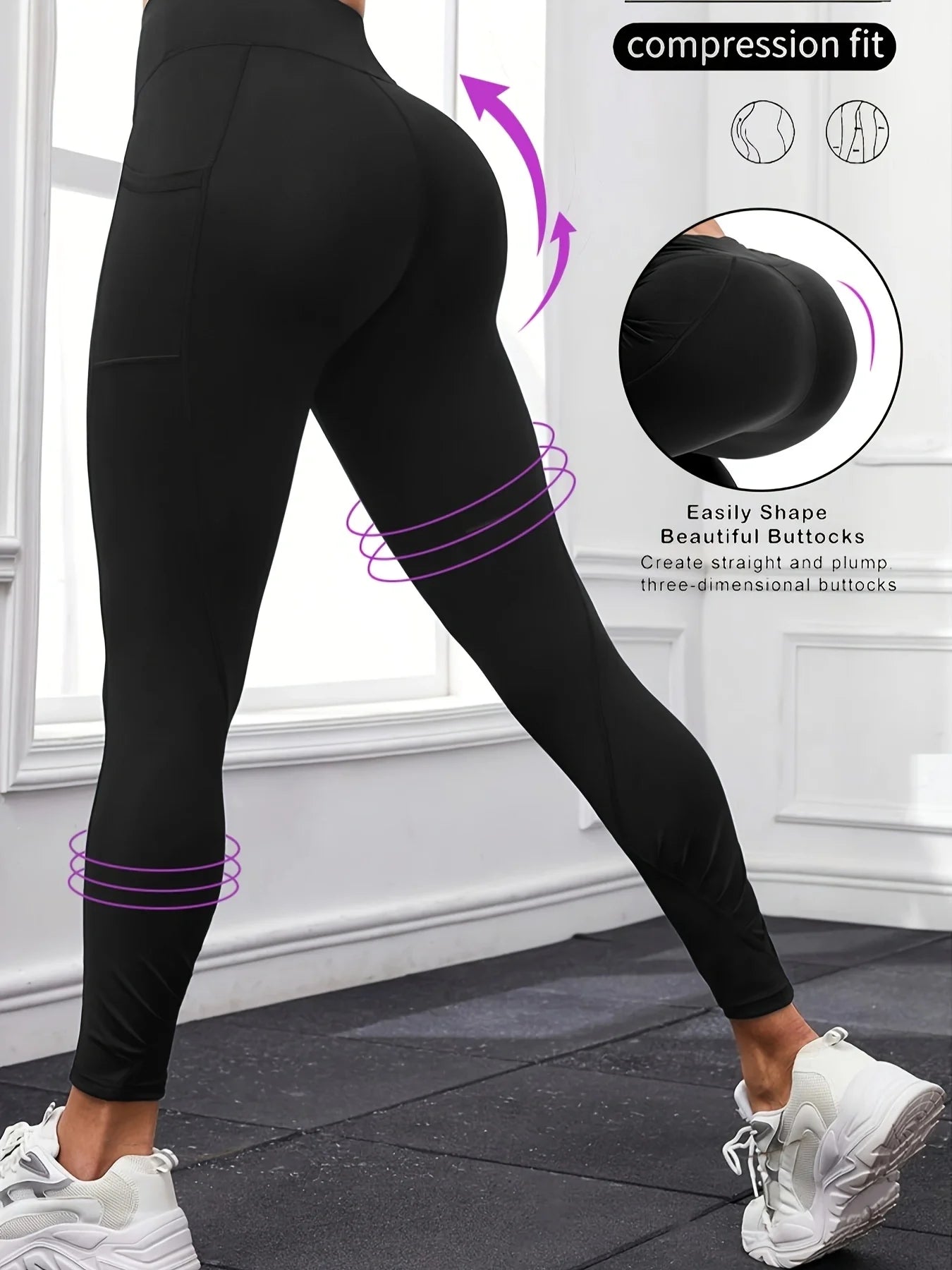 Womens High Waisted Compression Pants With Pockets Leggings