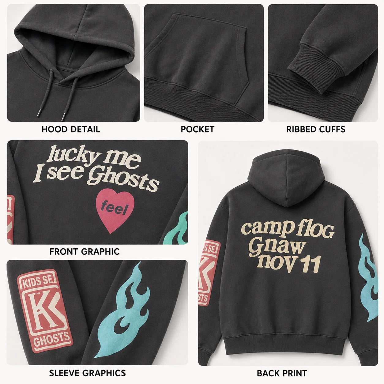 Oversized Graphic Hoodie Unisex Streetwear Pullover Sweatshirt
