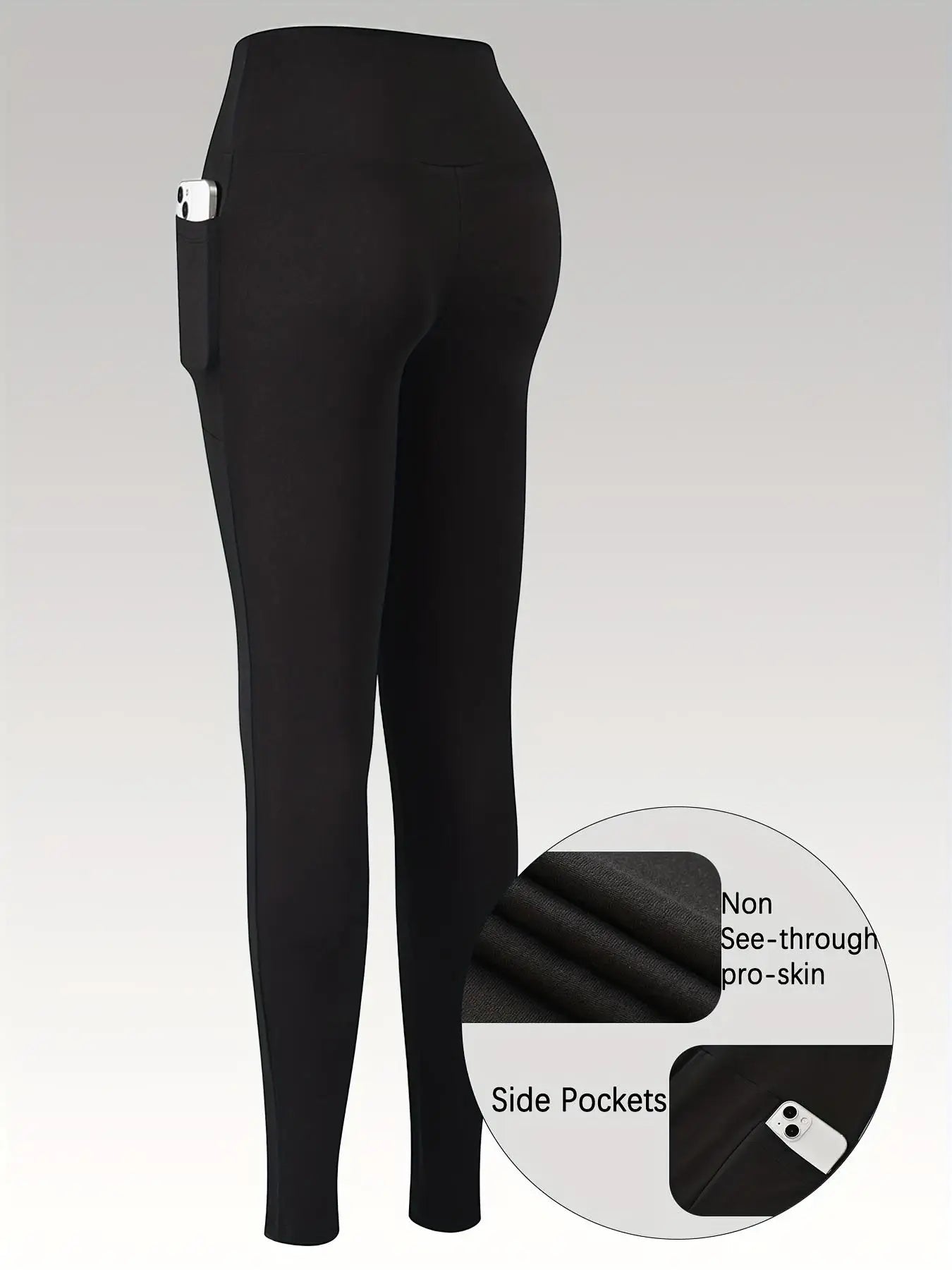 High-Waist Fleece-Lined Yoga Pants With Pockets For Women