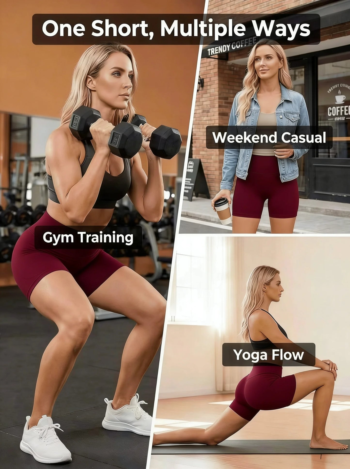 Women Yoga Shorts Breathable Elastic Nylon Spandex Skin Friendly