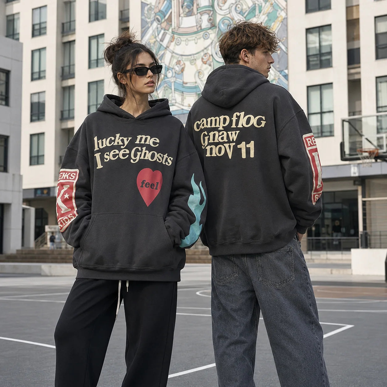 Oversized Graphic Hoodie Unisex Streetwear Pullover Sweatshirt