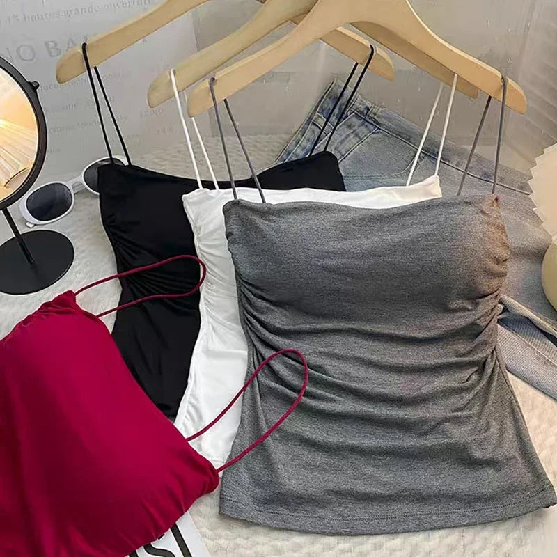 Women Seamless Camisole Tank Top With Chest Pads And Support