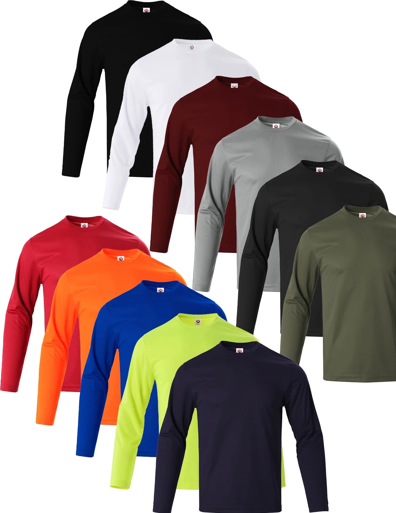 Men Quick Dry Long Sleeve T Shirt Pack MoistureWicking Breathable
