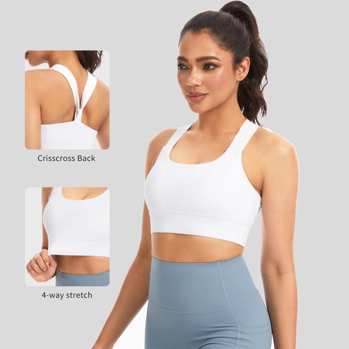 THE GYM PEOPLE Women's Cross Back Sports Bra for Yoga and Fitness