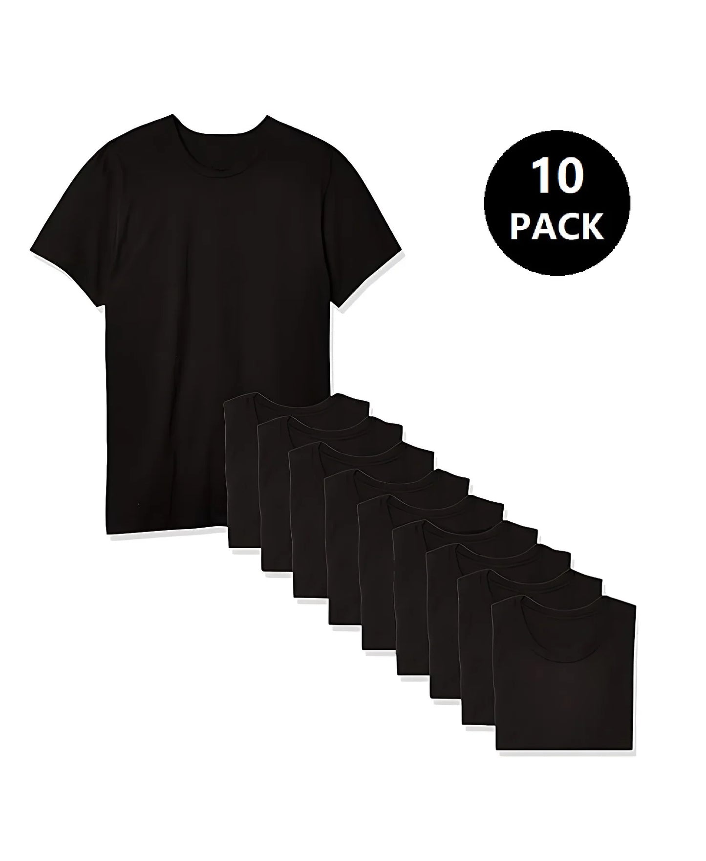 Men's Classic Cotton Blend Crew Neck T Shirts 10 Pack