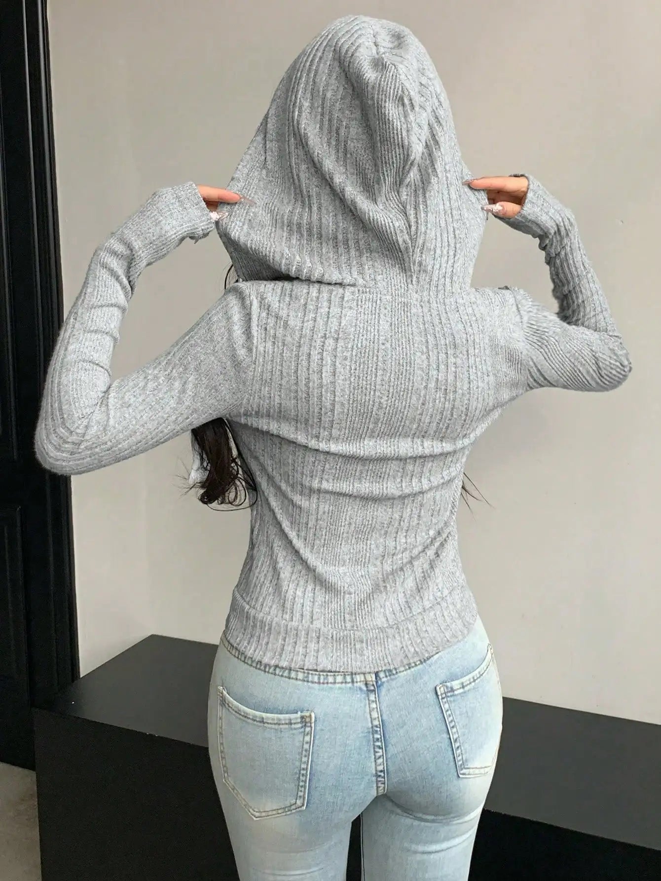 Lightweight Hooded Zipper Jacket Women Long Sleeve Outerwear