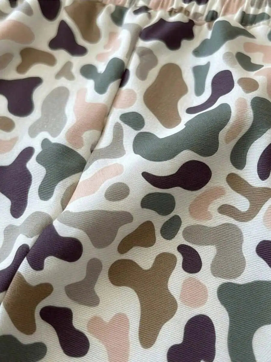 Womens Camouflage Casual Athletic Lounge Shorts Polyester
