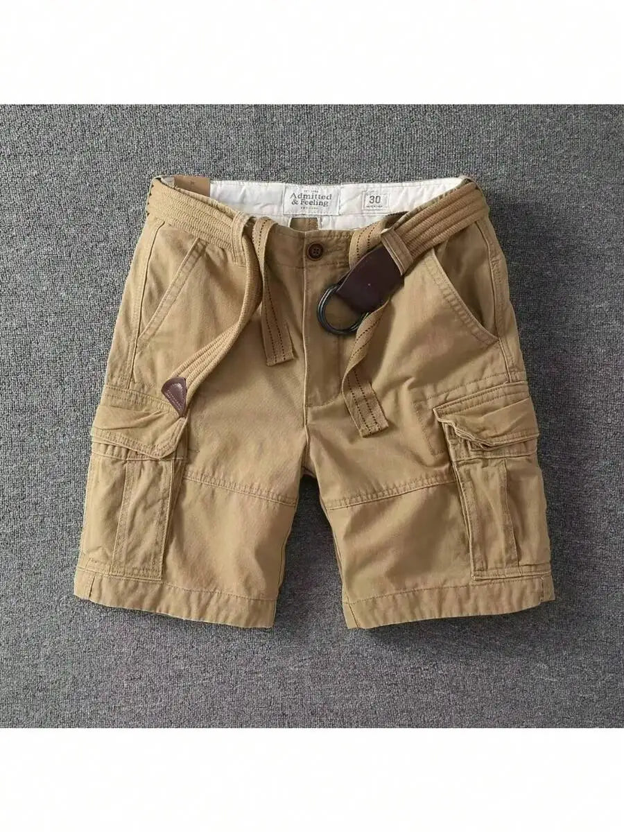 Men's Cargo Shorts With Belt Straight Fit Cotton Apparel