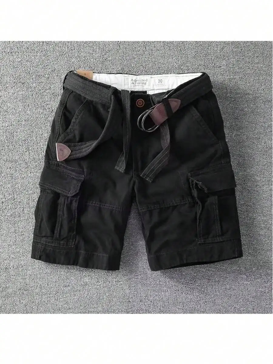 Men's Cargo Shorts With Belt Straight Fit Cotton Apparel