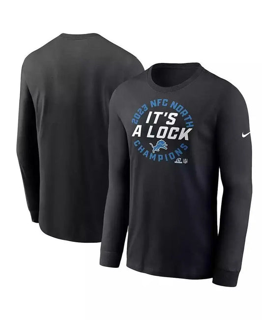 Nike | Men's Black Detroit Lions 2023 NFC North Division Champions Locker Room Trophy Collection Long Sleeve T-shirt