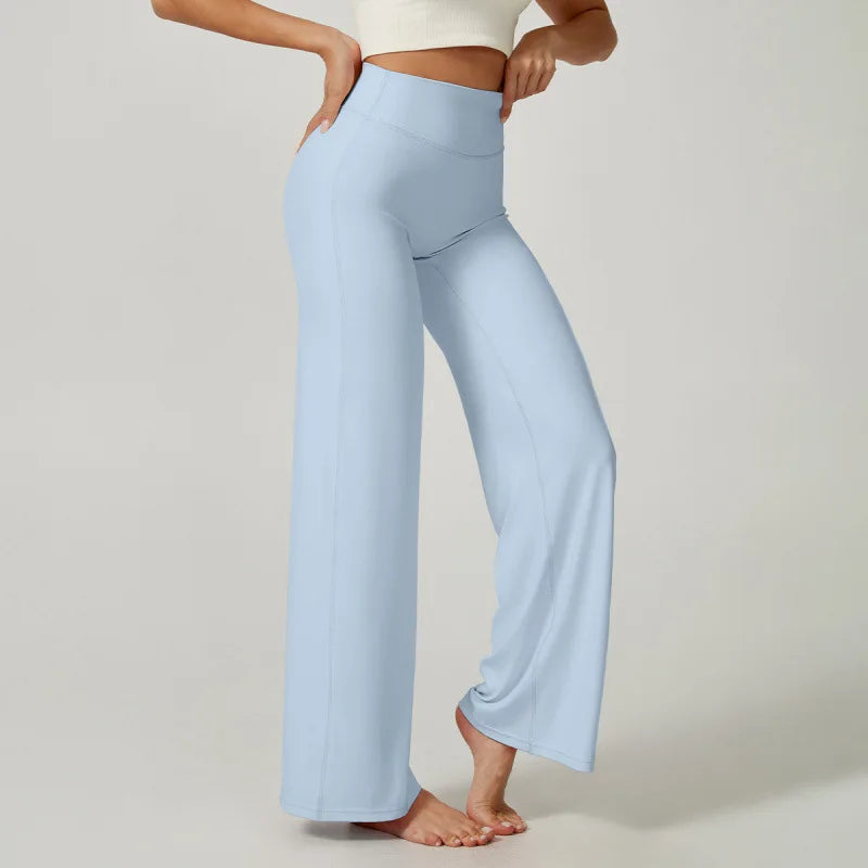 High Waisted Straight Leg Yoga Pants for Women, Naked Feeling Butt Lifting Loose Fit Workout Trousers, Slimming Gym Pants