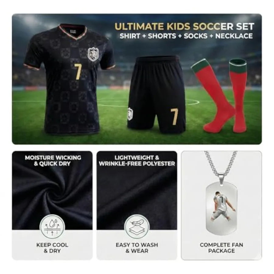 Soccer Jersey Set Kit With Necklace For Boys And Girls