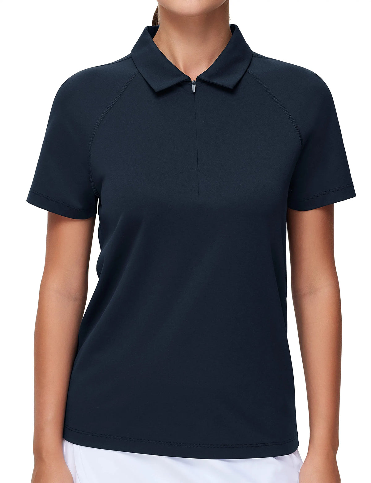 The Gym People Women Quick Dry Zip Collar Polo Shirt