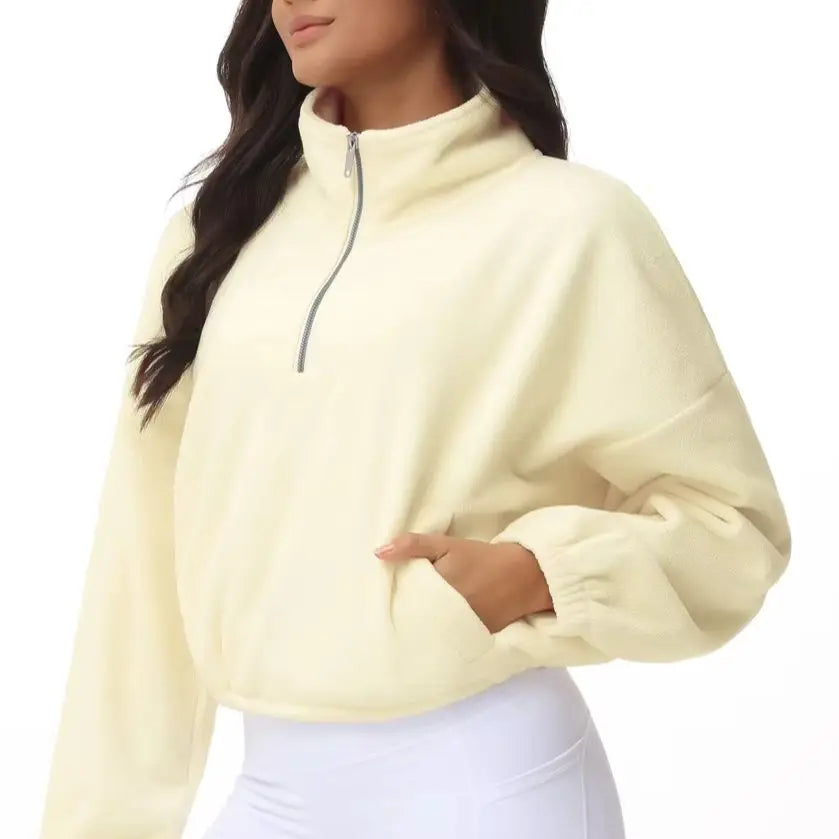 THE GYM PEOPLE Women's Half Zip Fleece Workout Pullover Sweatshirt