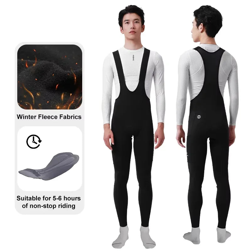 INBIKE Men's Thermal Fleece Cycling Bib Pants With Gel Padding
