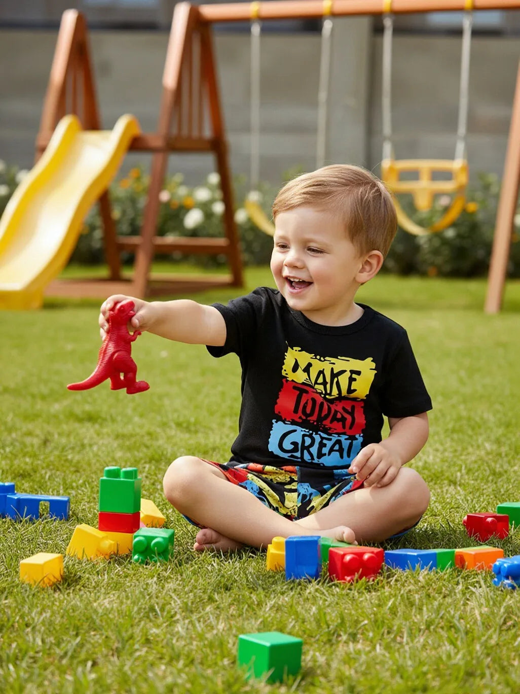 Summer Toddler Boys Letter Print T Shirt And Shorts Set