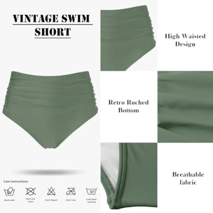 Women High Waisted Push Up Twist Front Ruched Bikini Set
