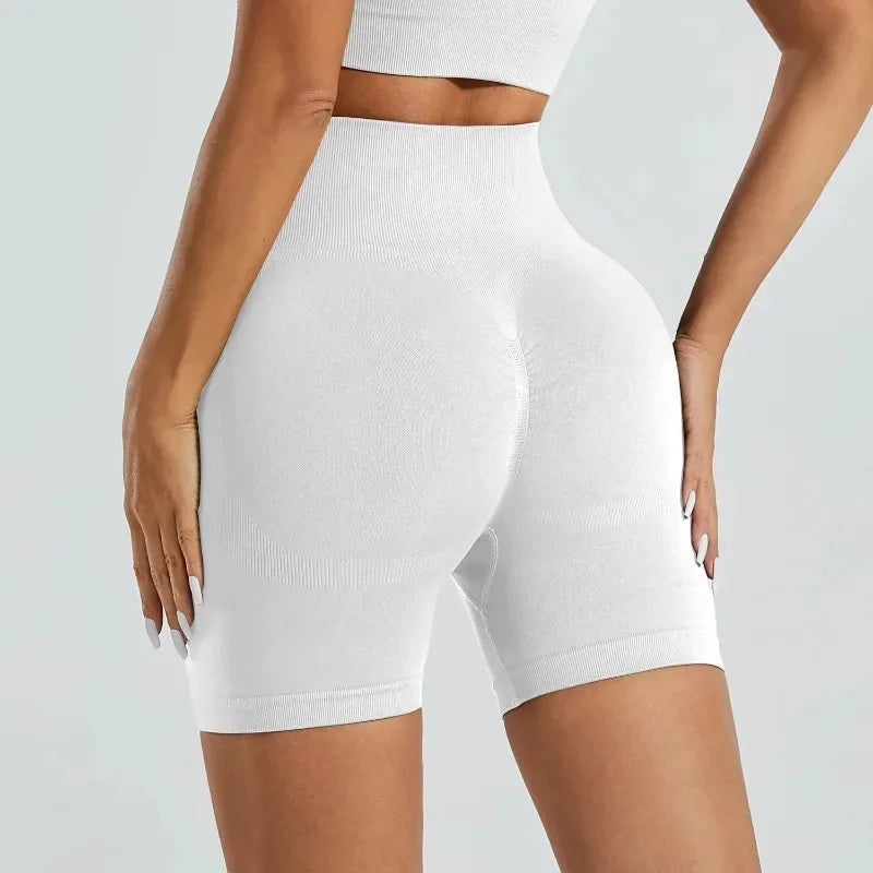 Summer High Waisted Yoga Shorts for Women Fashionable and Sexy Running Fitness Pants Solid Color Yoga Leggings Elastic Tights