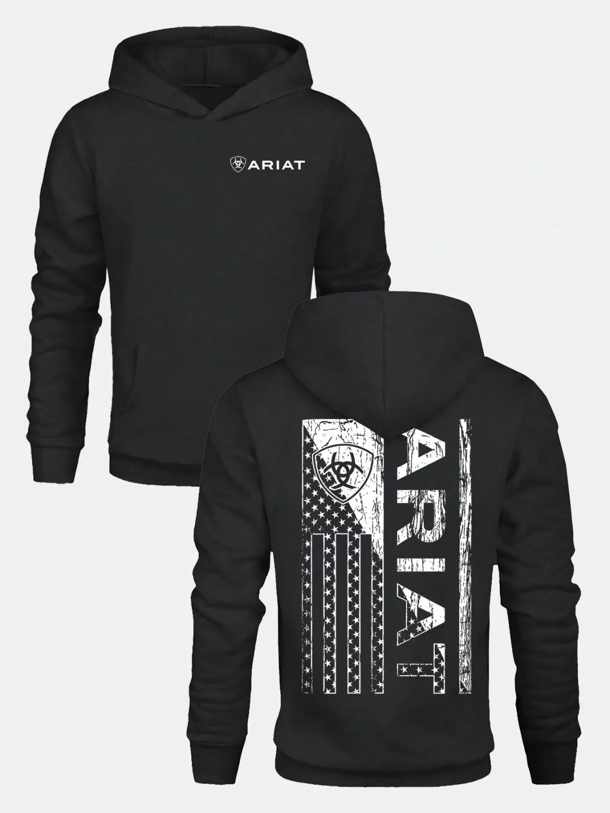 Distressed American Flag Graphic Pullover Hoodie Casual Soft Sweatshirt