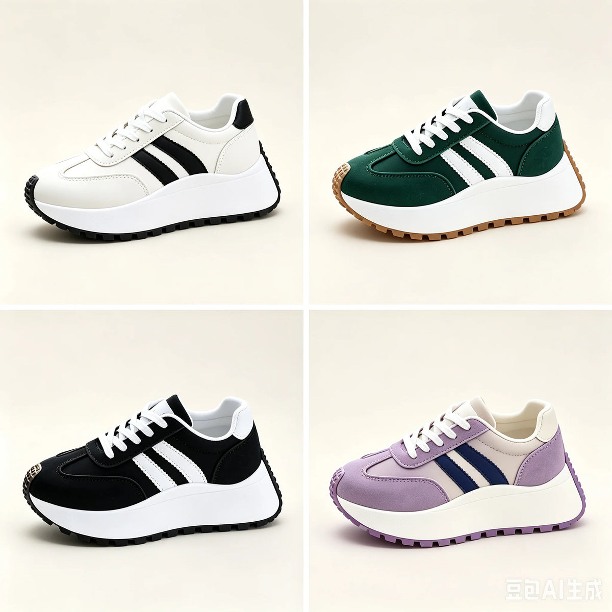 Women's Lace Up Platform Walking Sneakers Non Slip Rubber Sole