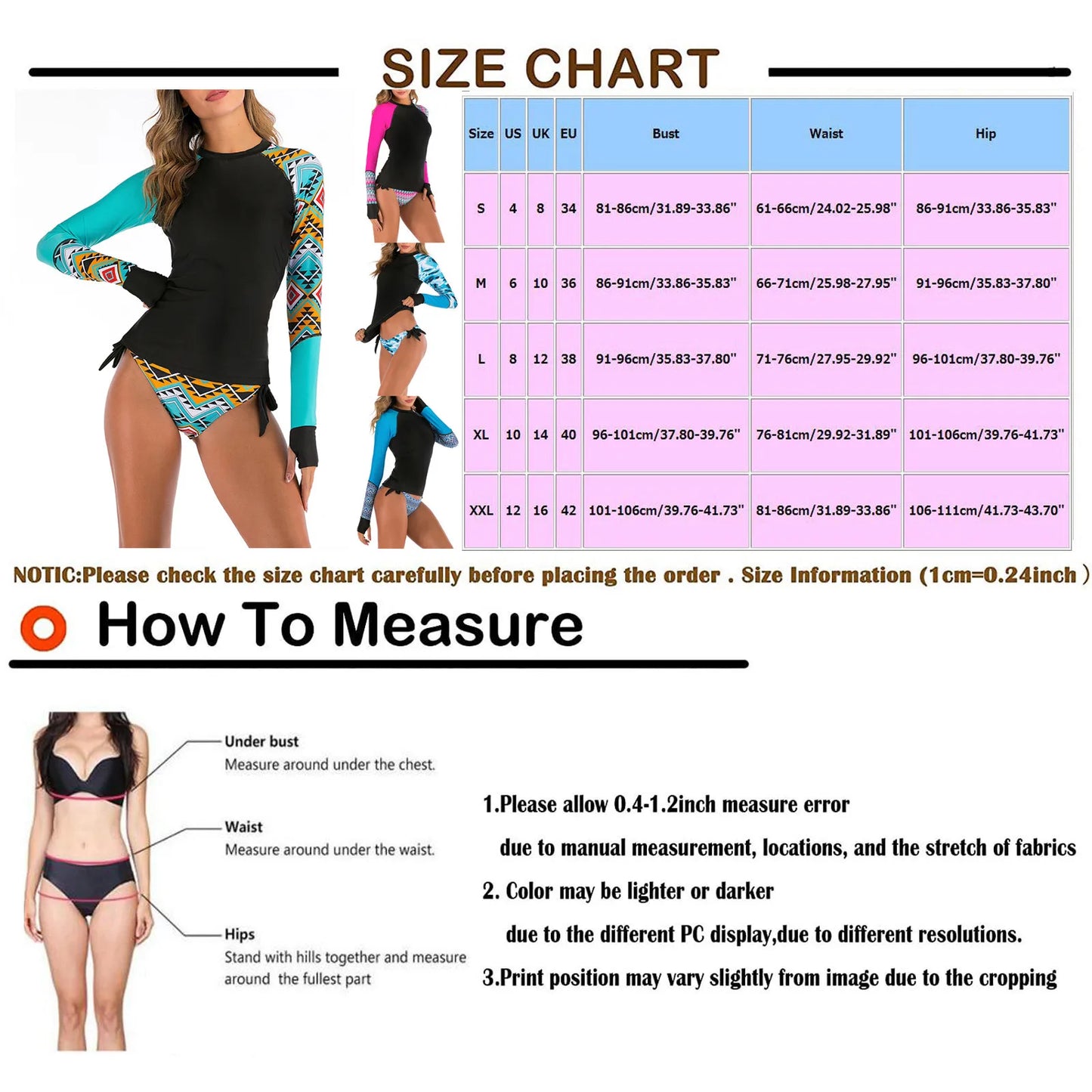Women's Long Sleeve UV Protection Rash Guard Swimsuit