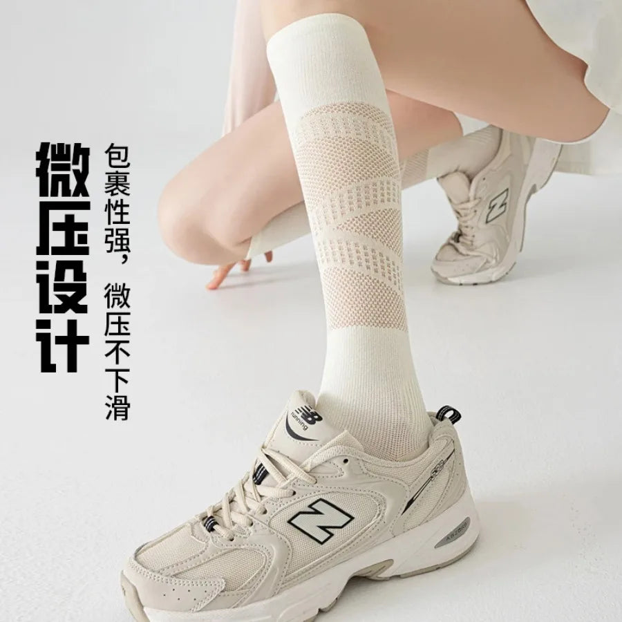 Women’s Thin Micro Compression Calf Socks, Breathable Mesh