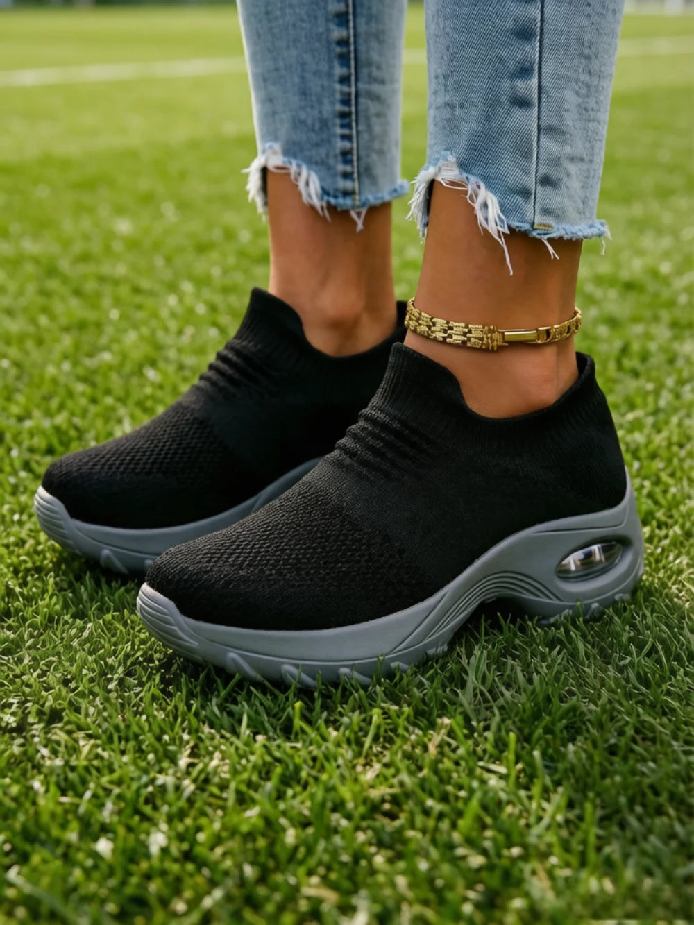 Women Breathable Mesh Rocker Bottom Wedge Orthopedic Sneakers