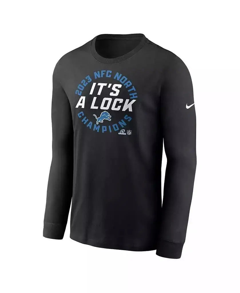 Nike | Men's Black Detroit Lions 2023 NFC North Division Champions Locker Room Trophy Collection Long Sleeve T-shirt