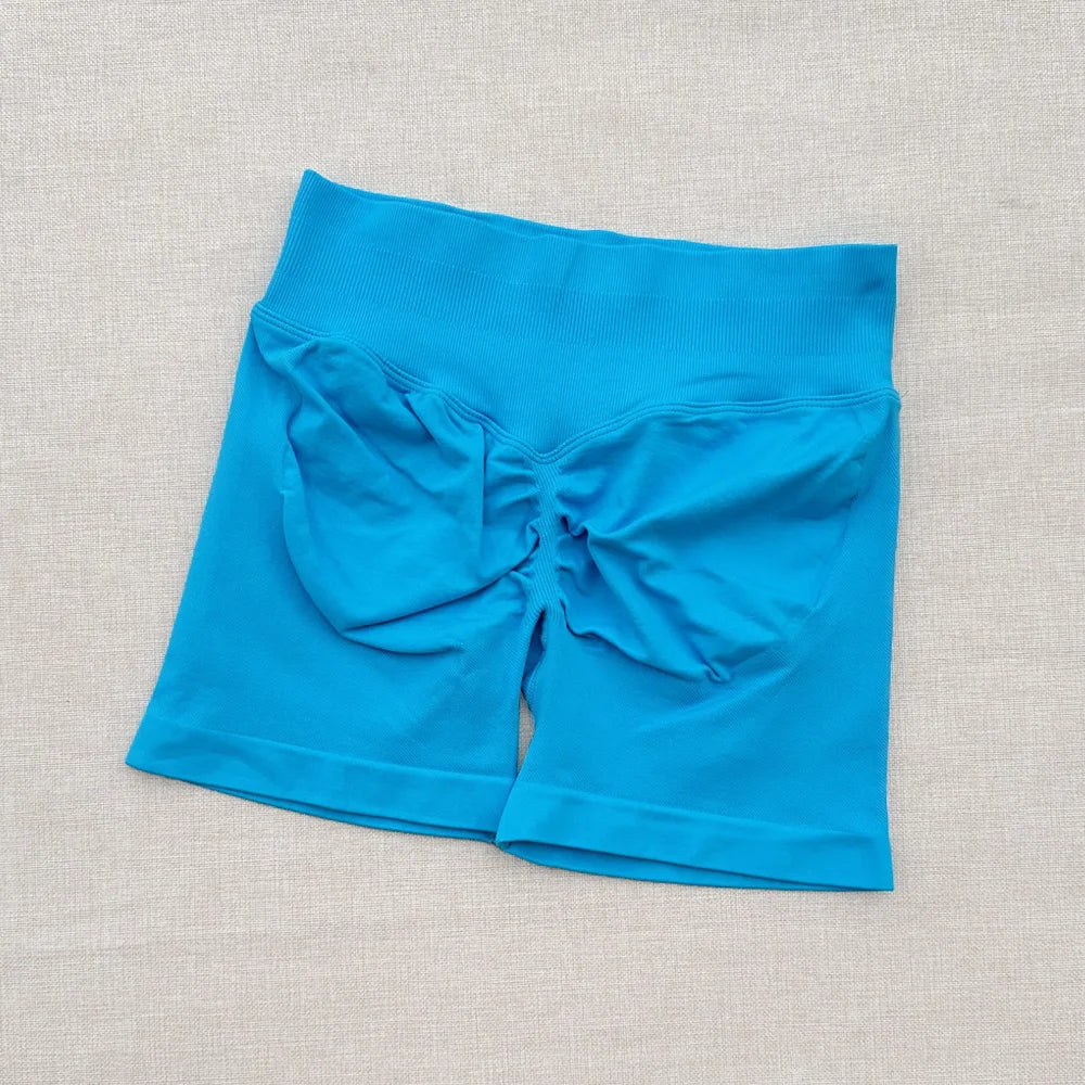 Seamless Yoga Shorts For Women Low Waist Triple Panel Waistband