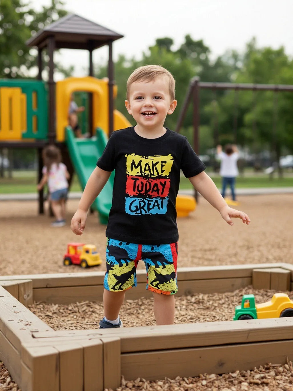Summer Toddler Boys Letter Print T Shirt And Shorts Set