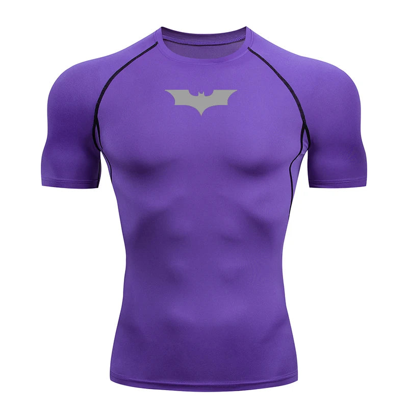 Bat Printed Mens Tight Compression Tee For Gym Workout