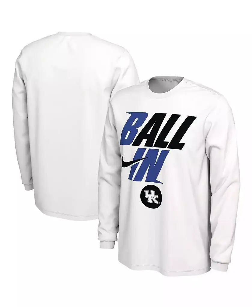 Nike Men's Kentucky Wildcats Long-Sleeve Crew Neck Running T-Shirt Official Team Colors for Fans and Athletes