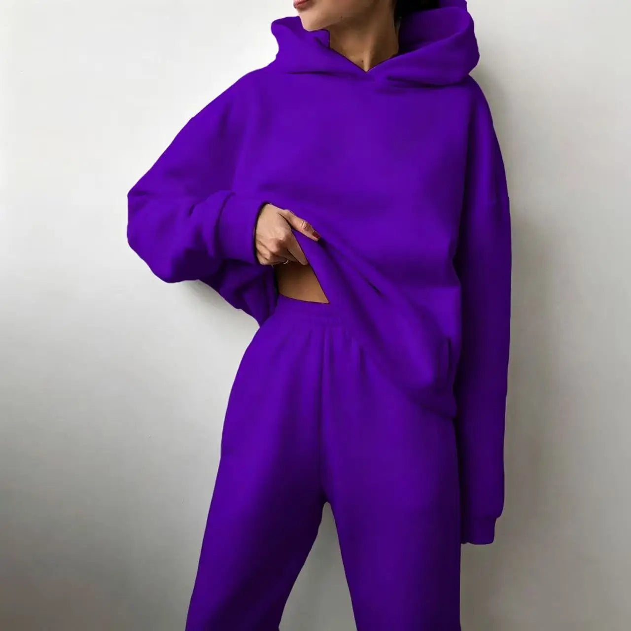 Women's Casual Hooded Sweatshirt And Jogger Set For Comfort