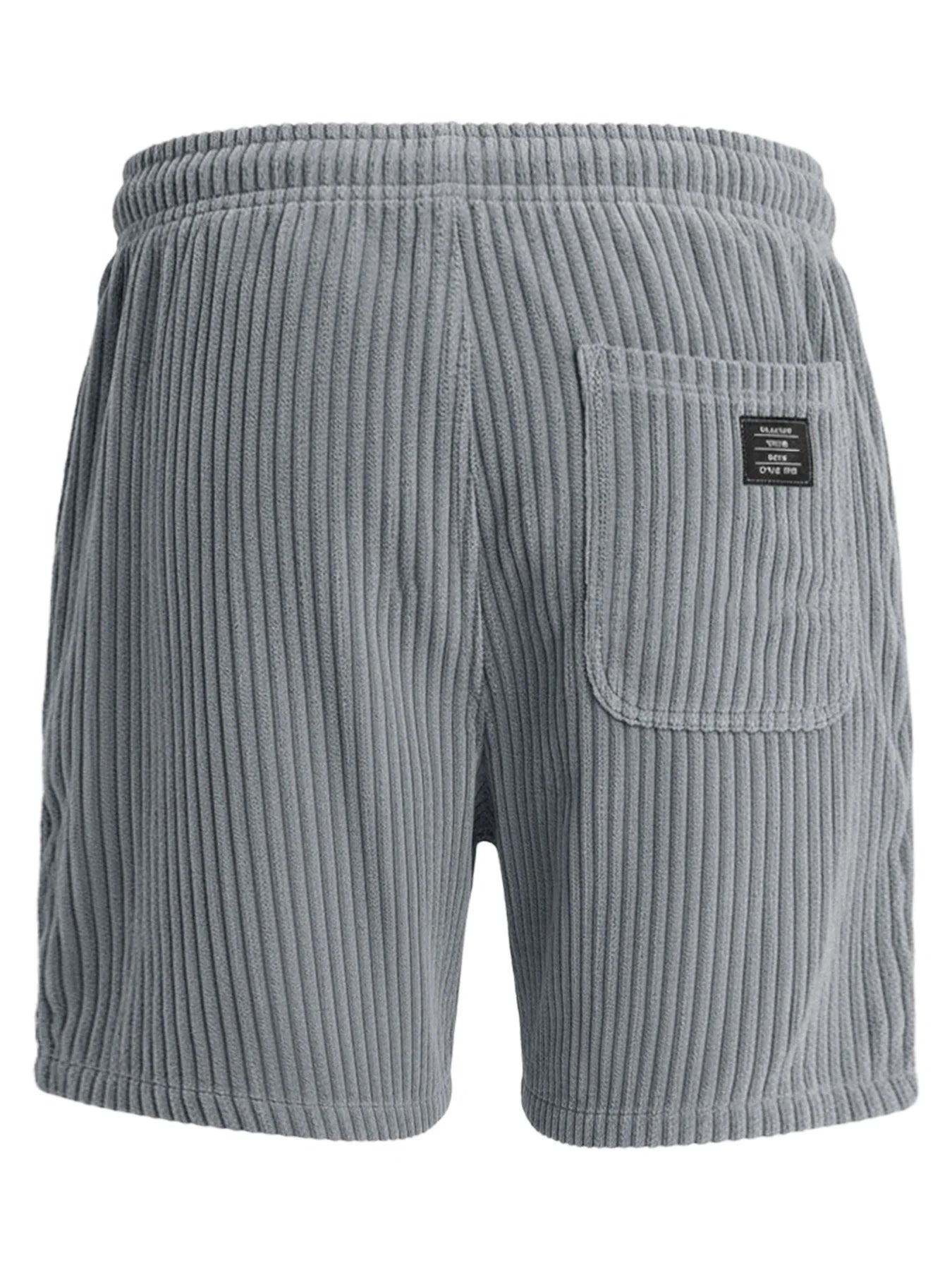 2-piece set of thick striped black label men's corduroy casual shorts, summer retro logo lace up loose sports five quarter pants, multi pocket training pants.