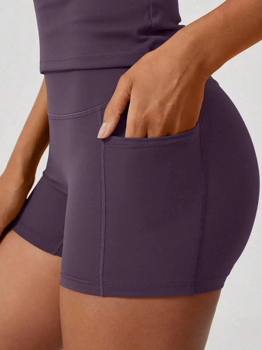Women's High Waist Tummy Control Butt Lifting Yoga Shorts Set