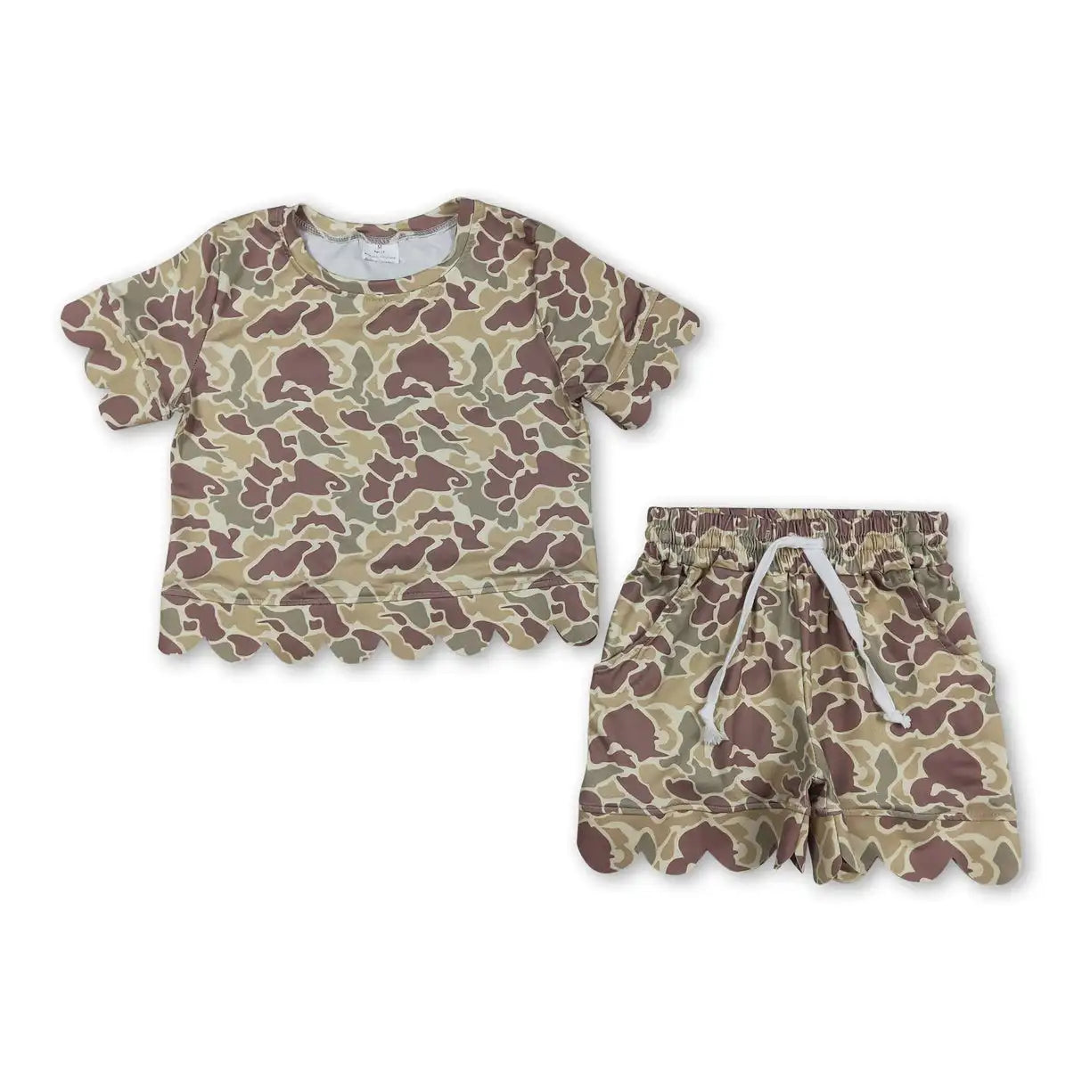Girls Cotton Polyester Set With Short Sleeve Top And Pockets
