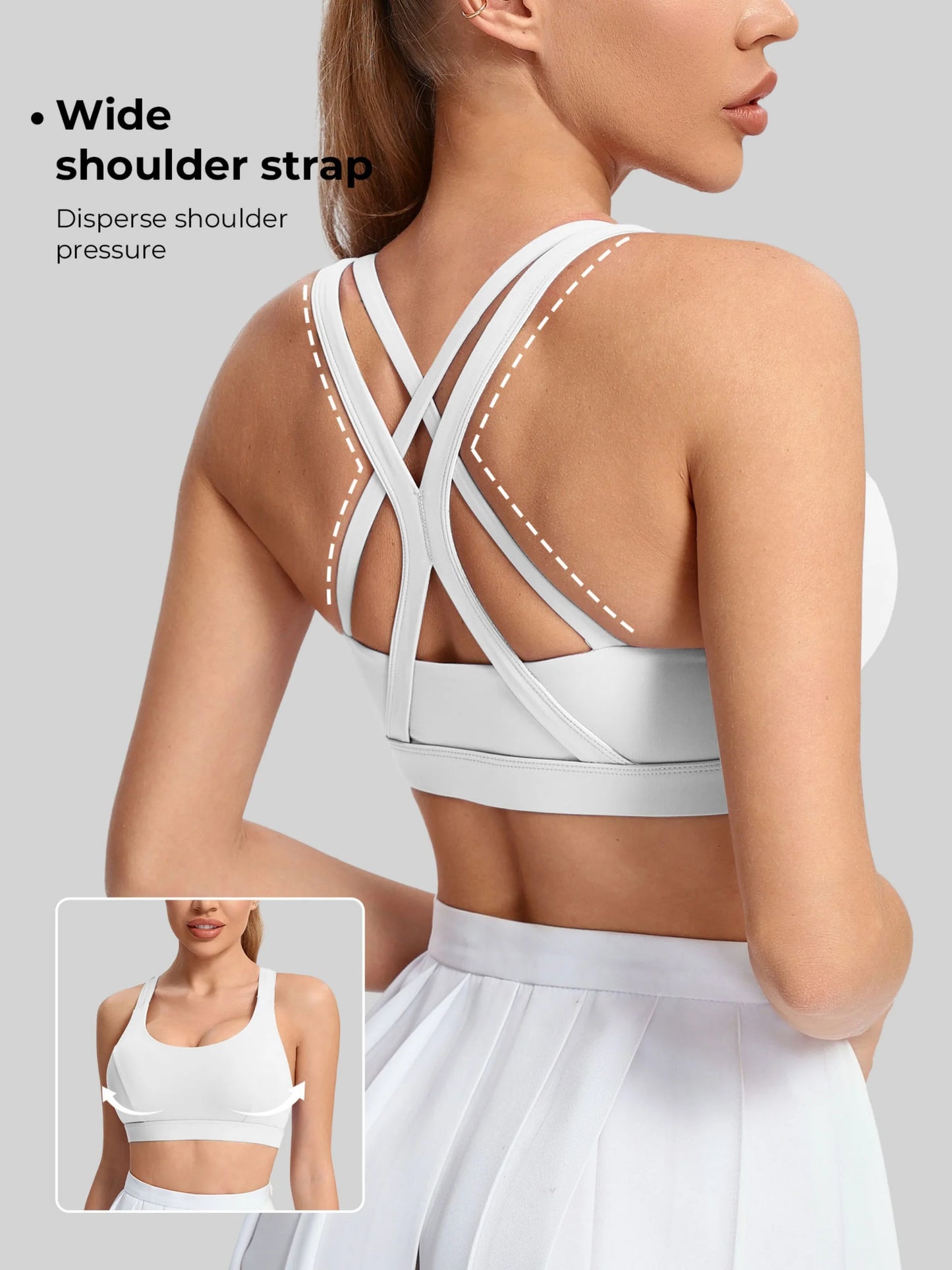 Women's Yoga Sports Bra Breathable Nylon Blend With Strappy Back