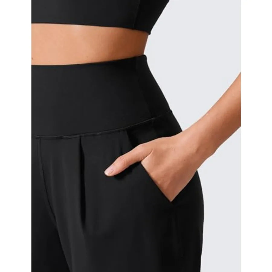 CRZ YOGA Butterlift Ankle Yoga Pants for Women 27" - 7/8 Tapered Front Pleated for Lounge Travel with Pockets