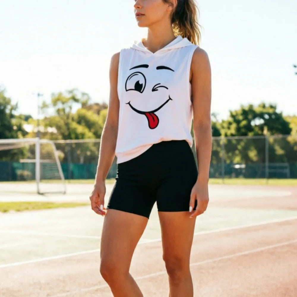 Women's Sleeveless Hooded Sweatshirt And Yoga Pants Two Piece Set
