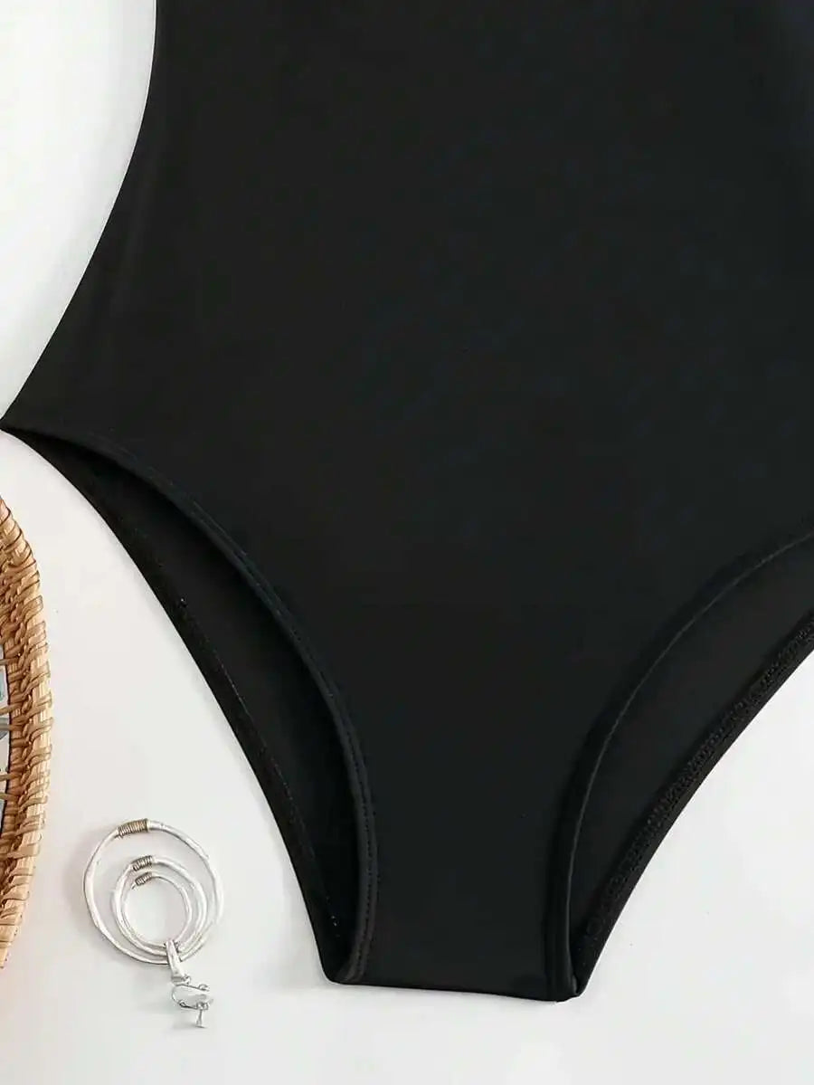 Womens Ruffle Plunge Neck One Piece Swimsuit For Beach