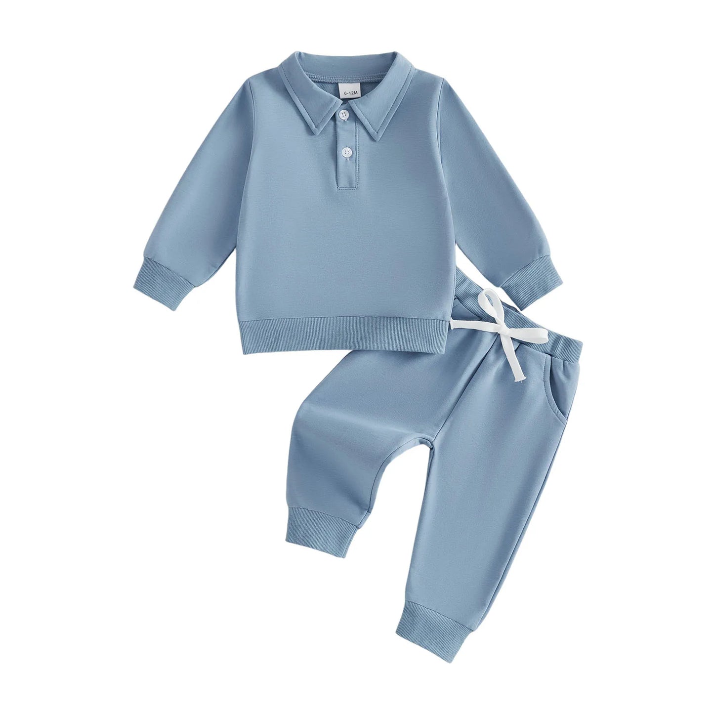 Toddler 2 Piece Solid Sweatshirt Set With Elastic Waist Pants