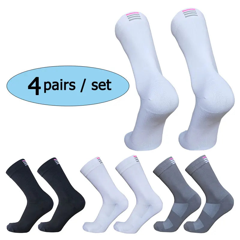 Unisex Cycling Socks Nylon Spandex Mid Length For Racing