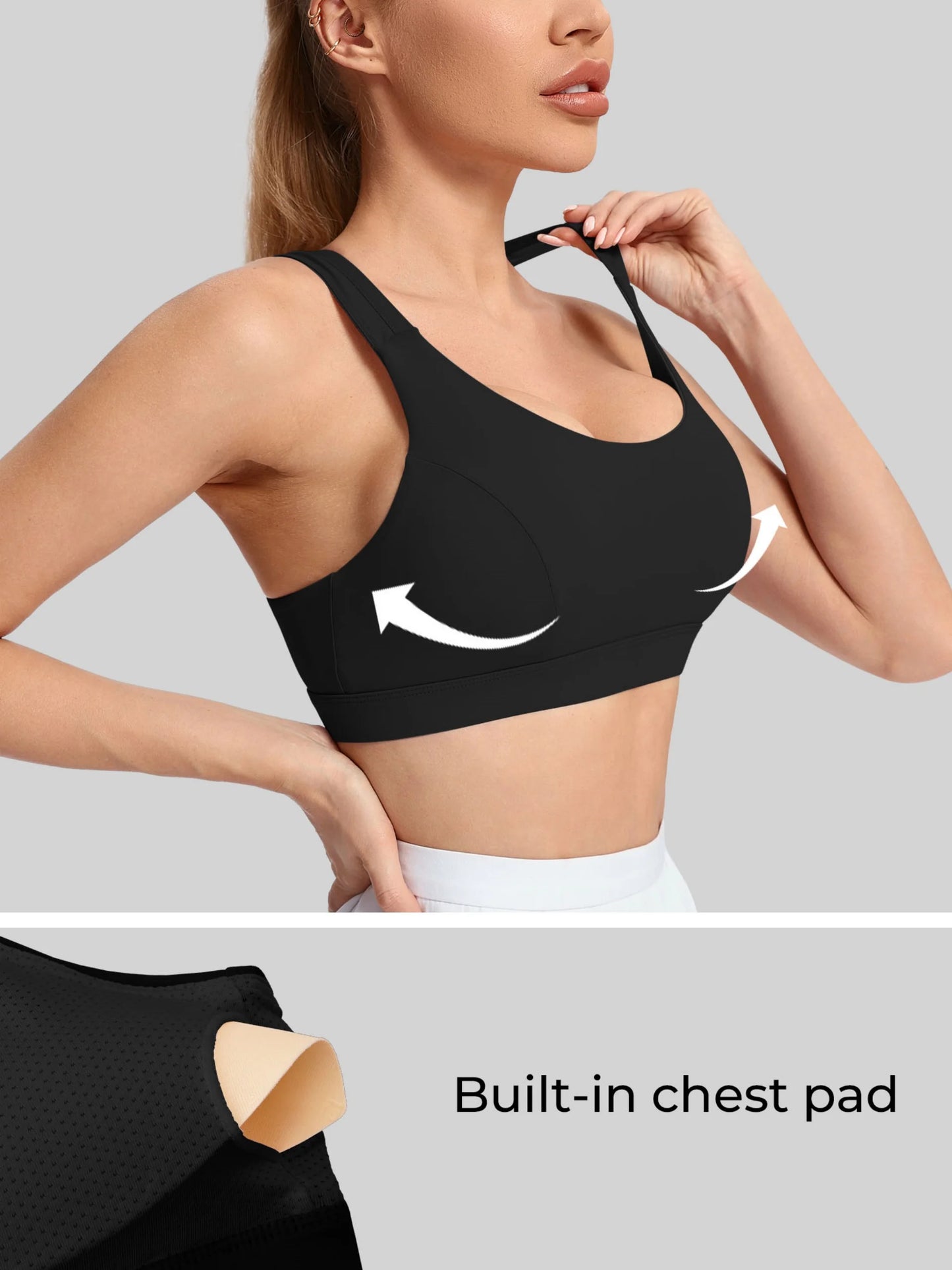 Women's Yoga Sports Bra Breathable Nylon Blend With Strappy Back