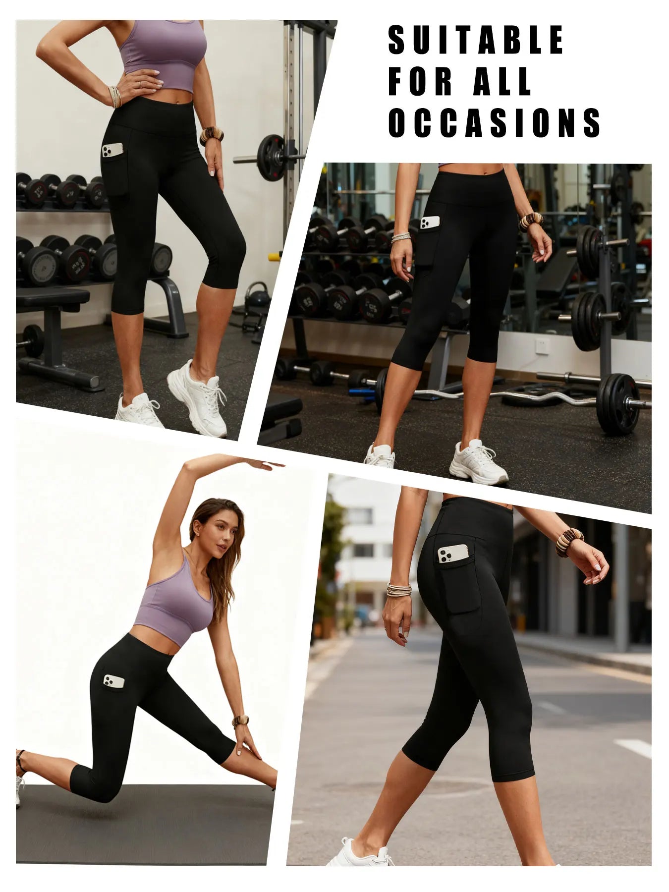 High Waisted capri pants For Women With Pockets Tummy Control No See Through Workout Running Yoga Athletic Push Up Gym Leggings