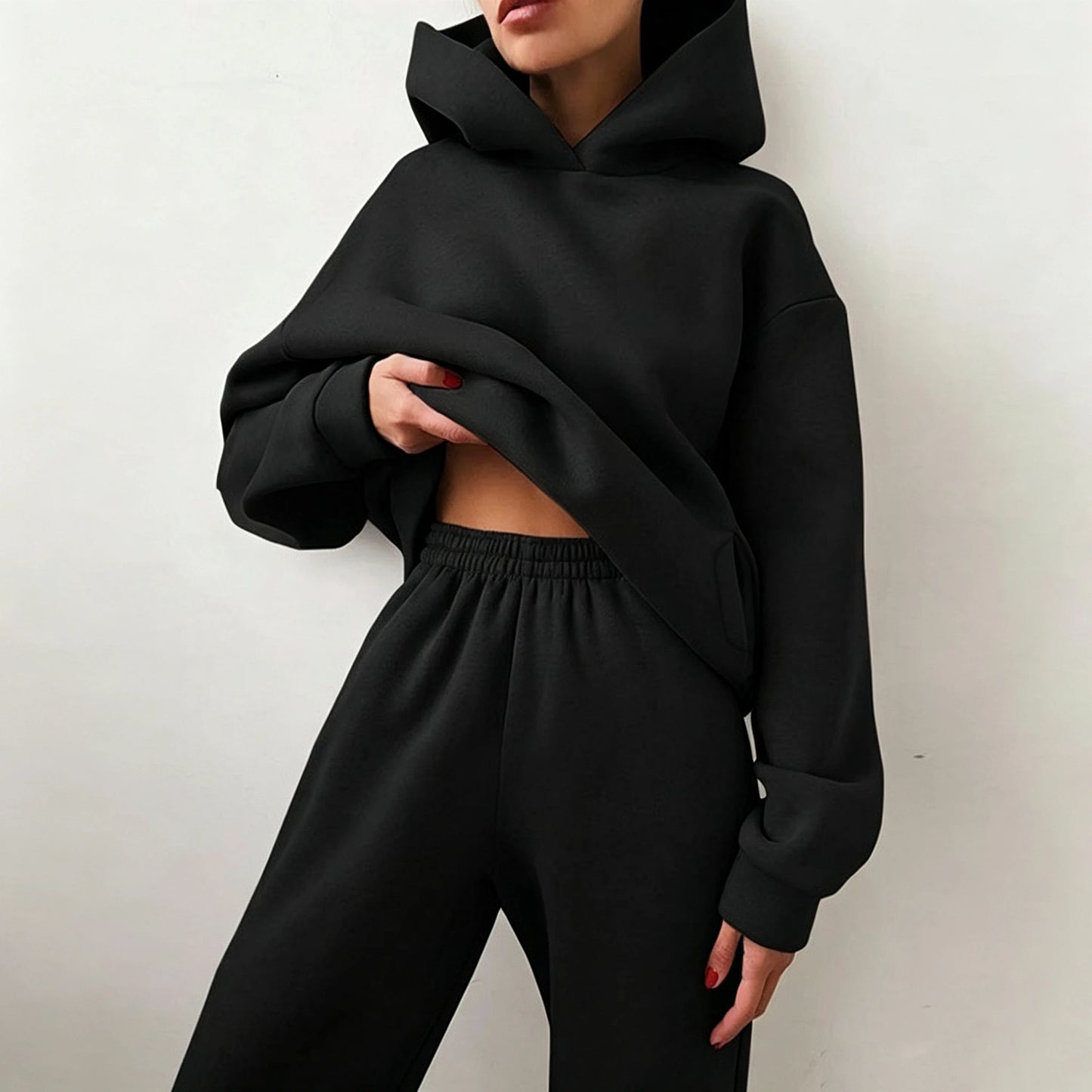 Women's Casual Hooded Sweatshirt And Jogger Set For Comfort