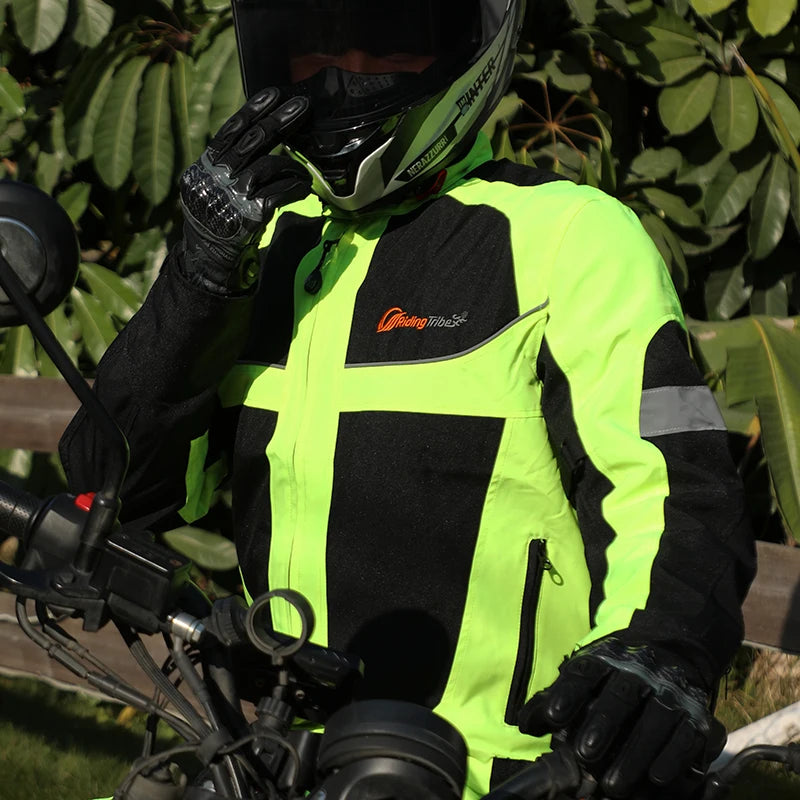 Motorcycle Reflective Night Jacket With Protective Gear Padding
