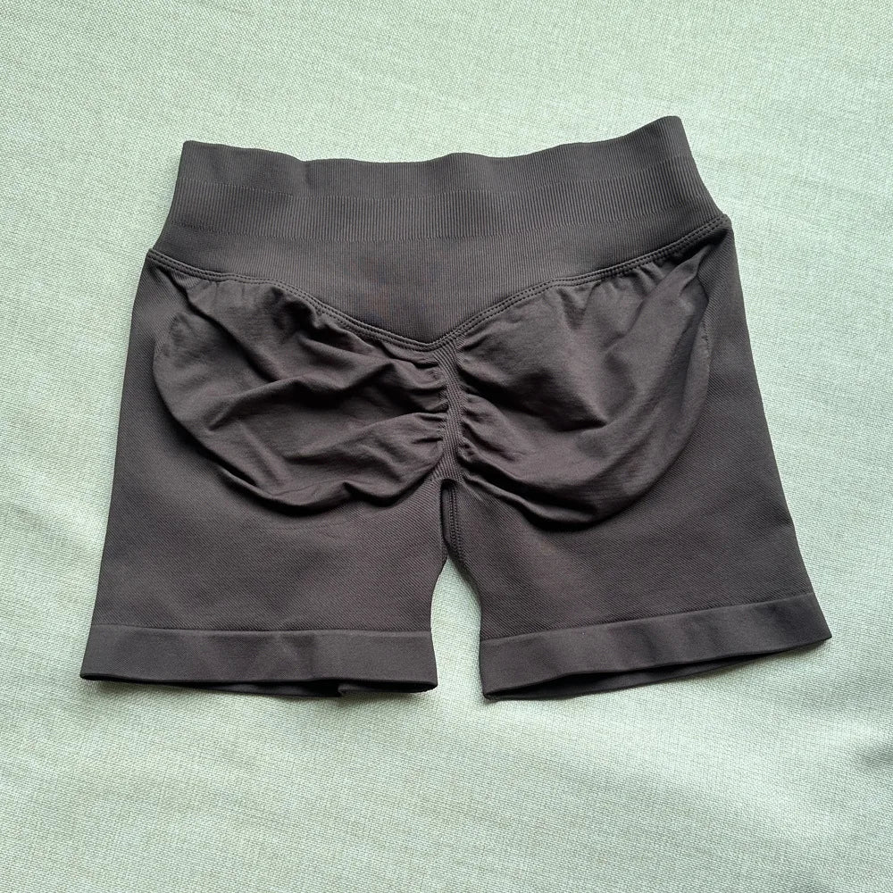 Seamless Yoga Shorts For Women Low Waist Triple Panel Waistband